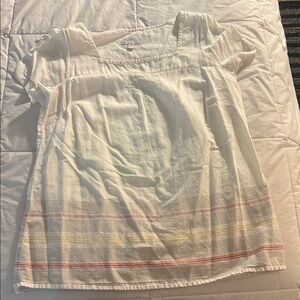 GAP Cream Short-Sleeve Top with Pastel Stripe Hem